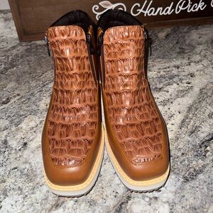 Men’s Brown faux Crocodile Pattern Boots